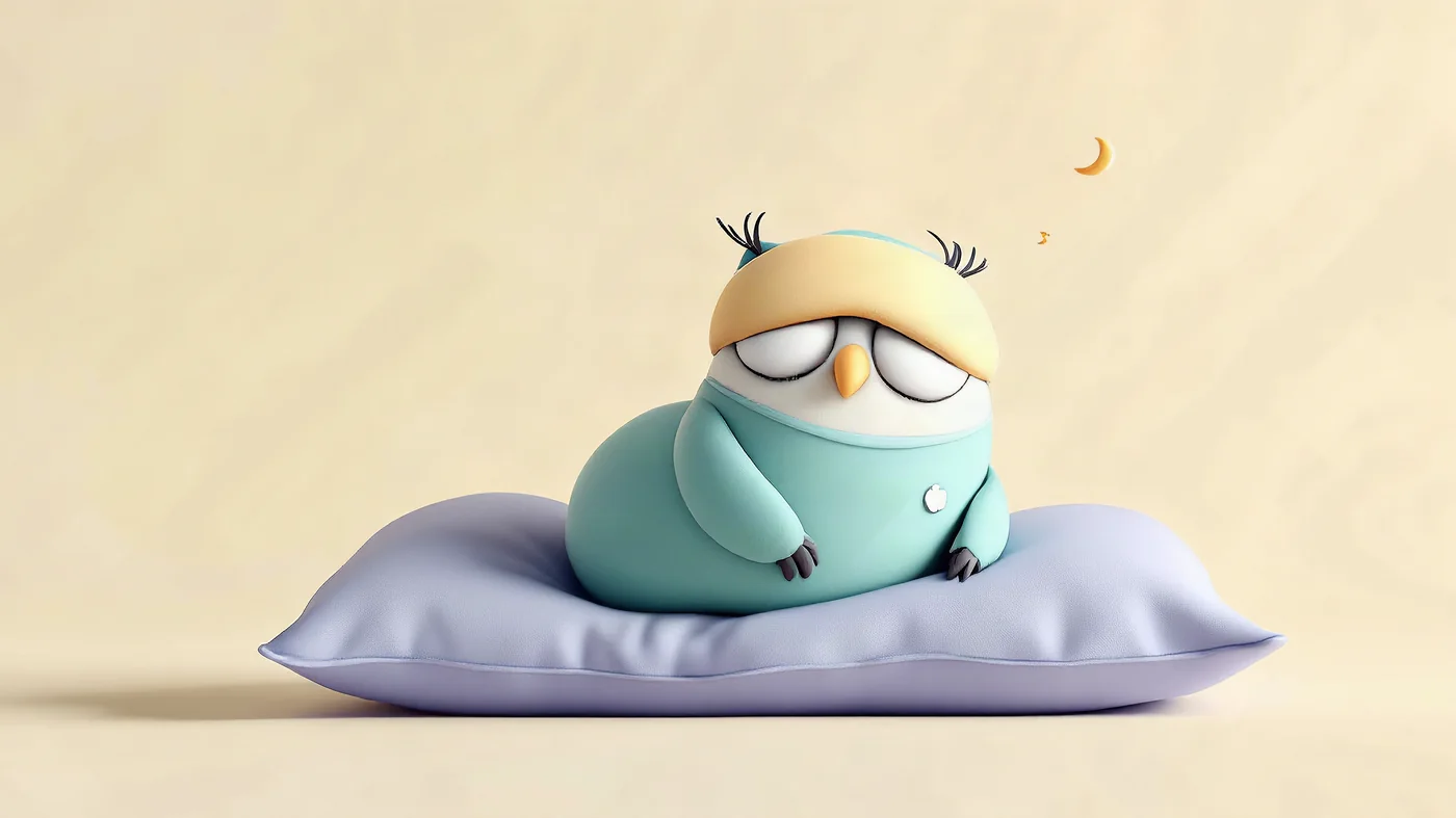 The Nightings owl, tucked in with a sleep mask and a pillow.